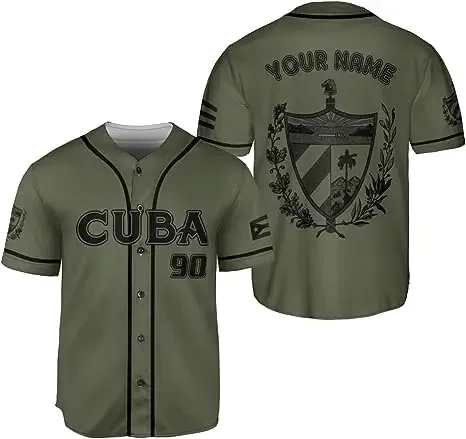 2024 New Cuba Flag 3D Printed Mesh Fiber Baseball Jersey Top T-shirt Men\'s and Women\'s Street Apparel Short Sleeve Sports