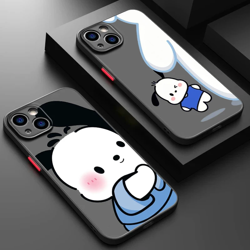 Sanrio Cartoon Pacha Dog Frosted Translucent For Apple iPhone 15 14 13 12 11 XS XR X 8 7 SE Pro Max Plus Mini Cover Phone Case