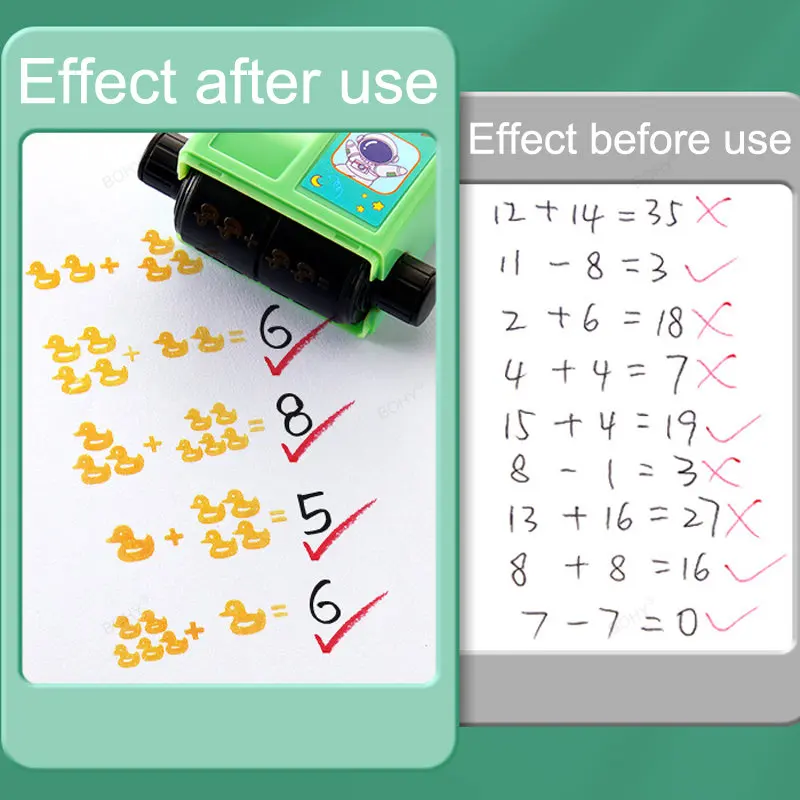 Mathematical Question Duck and Apple Roller Stamp Practice Tools Addition Subtraction Multiplication Division Seal