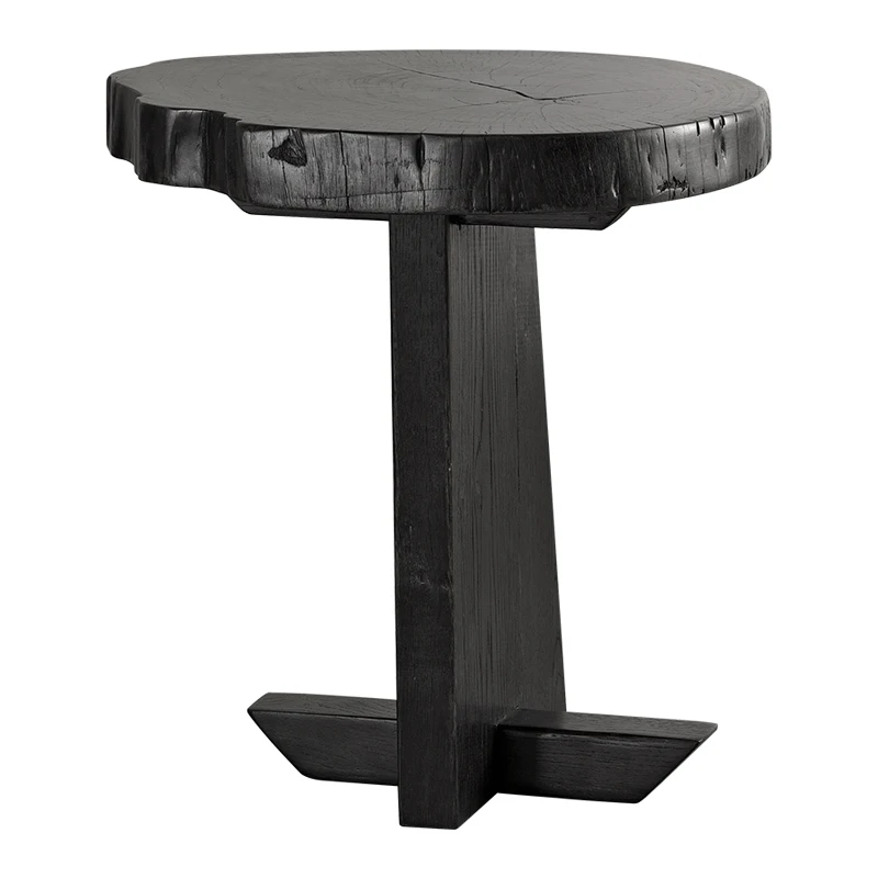 طاولة قهوة صغيرة مستديرة من الخشب القديم Wabi Sanfeng B & B، حامل زهور صغير من الخشب القديم القديم على الطراز الشمالي