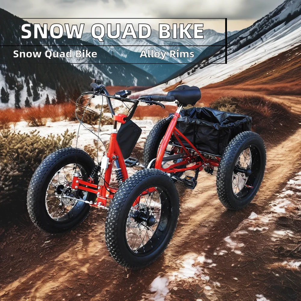 Ordinary Pedal Off-Road Quad Bike with Fat Tires V Brake Four-Wheeler for Snow for Snow Ridingcustom