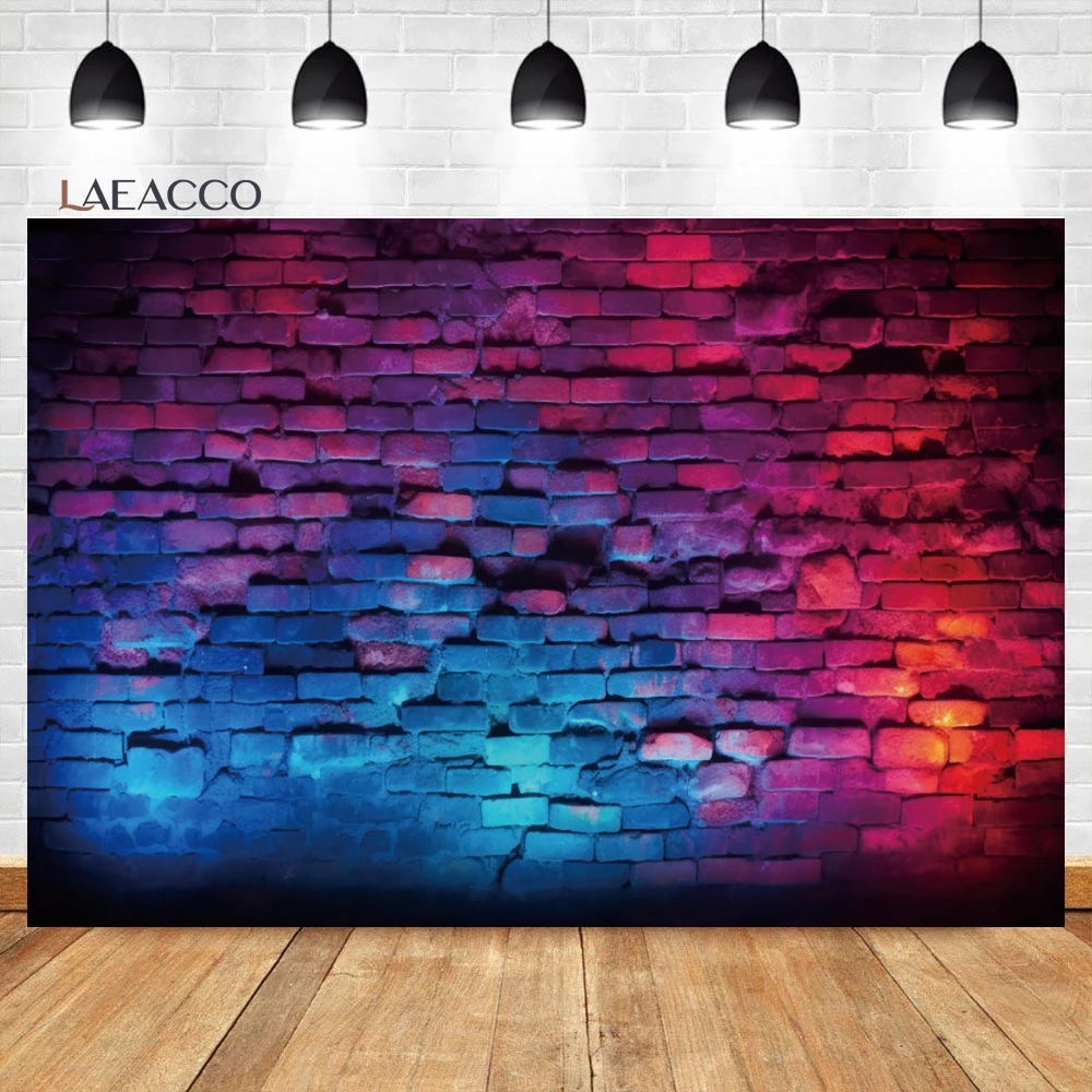 

Laeacco Colorful 3D Brick Wall Photo Backdrop Vintage Red Stone Wall Interior Decor Girls Adults Portrait Photography Background