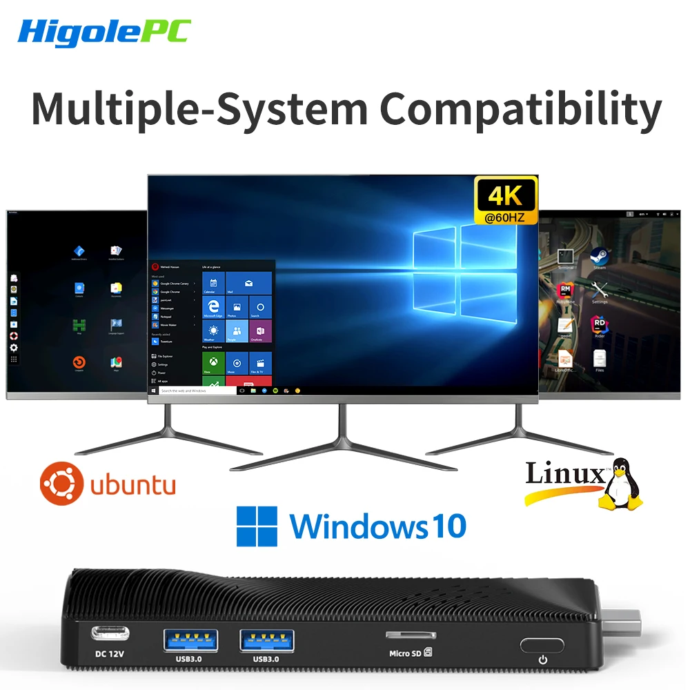 Higole D5 PC Stick Intel Pentium N4200 Mini PC Windows 10 WiFi5 4GB 64GB Fanless Desktop PC 4K Mini Computer TV Stick