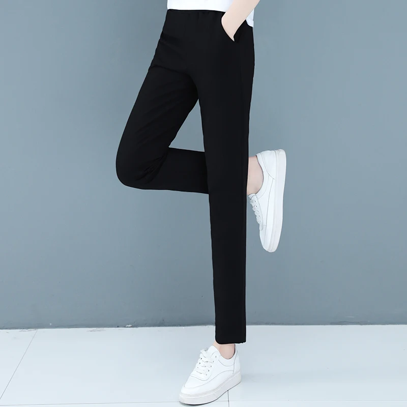 Women'S 2023 New Spring And Autumn Wear Pure Color Loose 9-Point Trousers Korean Fashion Trend Versatile Sports Casual Pants