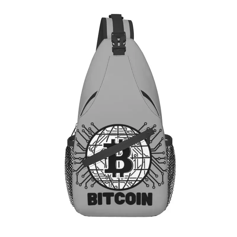 Cool Digital Currency Bitcoin Sling Crossbody Backpack Men BTC Cryptocurrency Blockchain Shoulder Chest Bag for Hiking