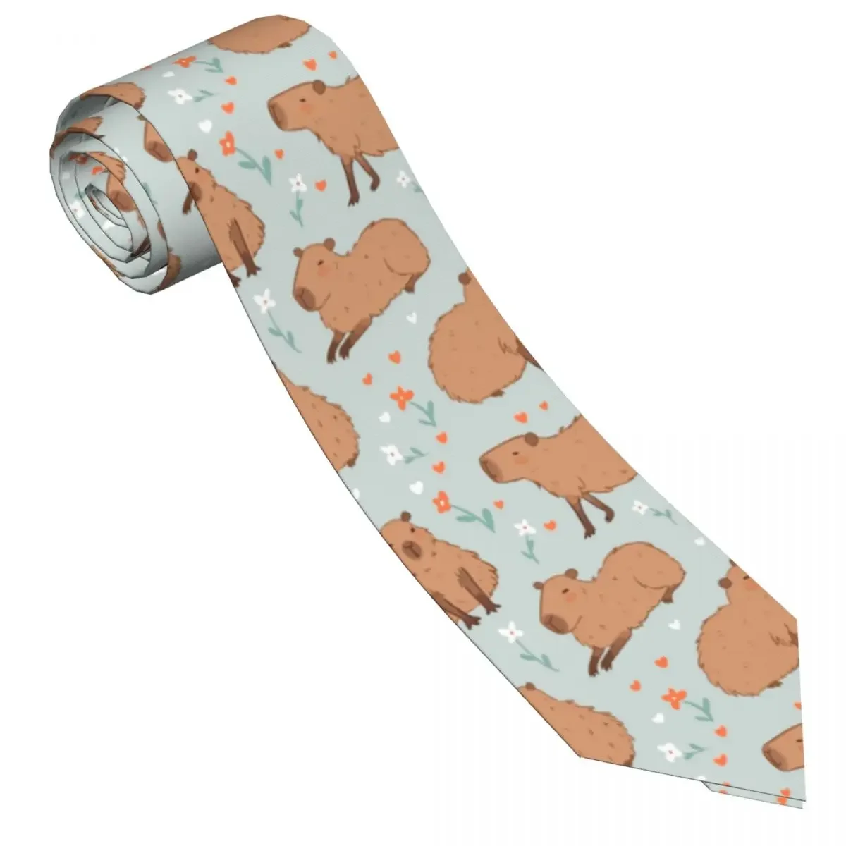 Cute Capybara Wild Flower Tie Necktie  Clothing Accessories