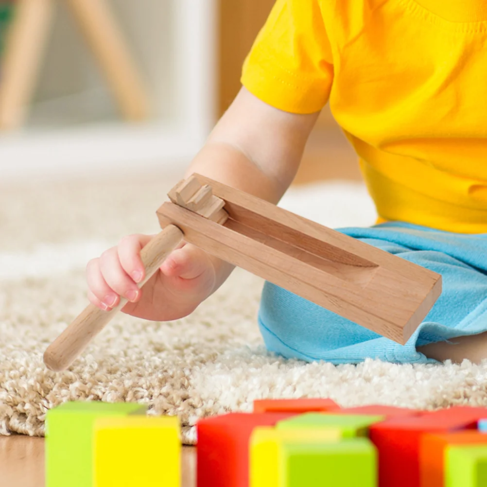 3-delig klankbord met lange steel castagnet voor kinderen klepel kinderen houten met educatief