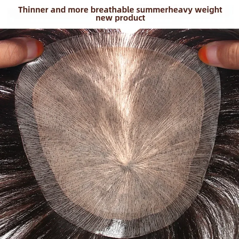 Promotion Australia-Double Layers 100% Natural Human Hair Toupee Male Hair Prosthesis Lace PU Base Breathable System Wig for Men