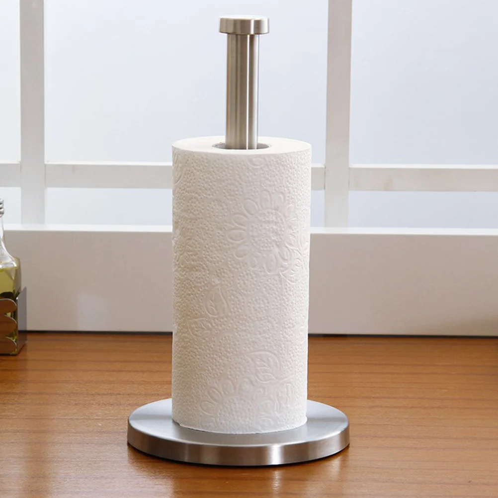 

1pc Stainless Steel Countertop Paper Towel Holder Stand Kitchen Bathroom Tissue Rack Upright Roll Organizer Metal Shelf Decor