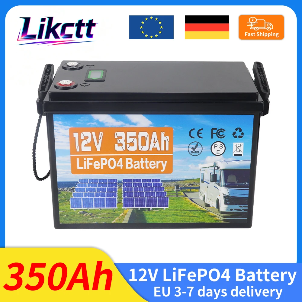 12V 350Ah LiFePO4 Akku-Pack 4480Wh Große Kapazität 10000+ Zyklen 12,8V LiFePO4 Zellen DIY 24V 350Ah für Golfcarts, Marine, Boote, Camping