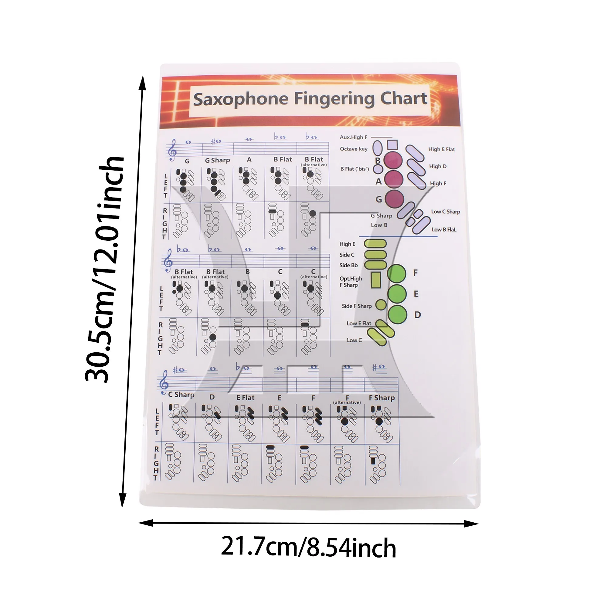 

Yibuy 1pc Saxophone Fingerings Poster Small Basic Guide