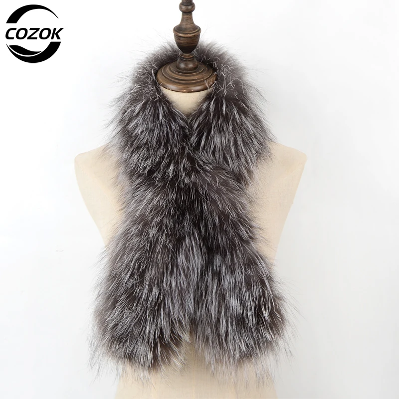 

2024 New Women Winter Warm Natural Fox Fur Scarf Ring Knit Real Fox Fur Lady Fashion Neckerchief Scarves Women Real Fur Bandana