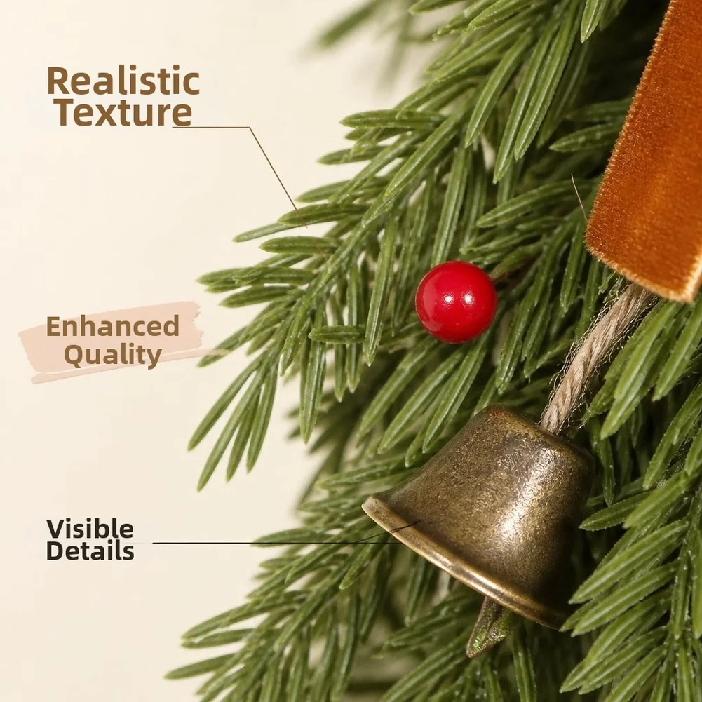 Christmas Ornament With Pine Cones Red Berries Bells Rustic Hanging Decor For Home Wall Holiday Seasonal Decoration Accessories