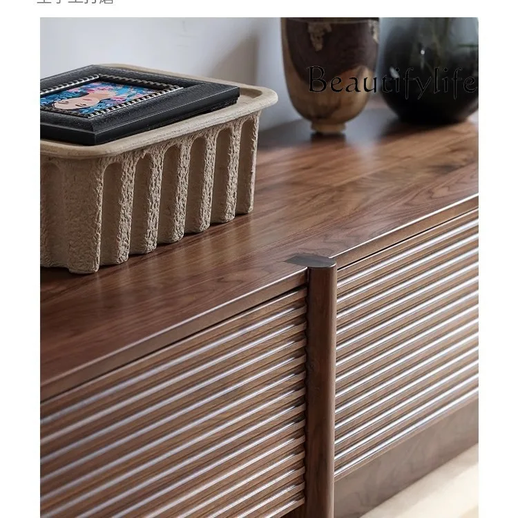 خزانة تلفزيون من خشب الجوز الأسود في أمريكا الشمال، خزانة صوتية وبصرية، خزانة أرضية لغرفة المعيشة، خشب الكرز، خزانة من الخشب الصلب بالكامل #4