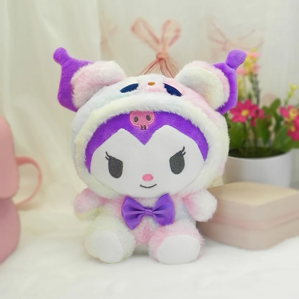 Mainan boneka mewah Sanrio 20cm boneka Anime Kuromi lucu boneka kartun Kuromi mainan hadiah Natal bantal anak-anak boneka lembut