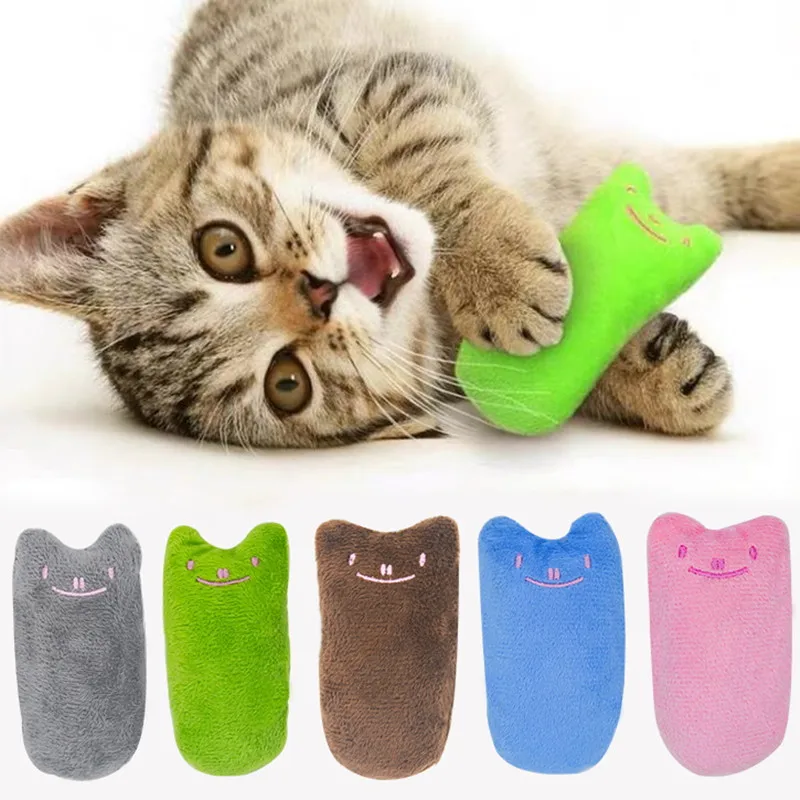 

Plush Toy Grinding Teeth Interactive Bite-resistant Cat Toy Cat Face Expression with Sound Paper Catnip Doll