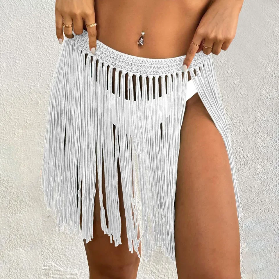 Novo maiô feminino cobrir senhoras cinta até praia sexy biquíni saia com capuz mão pura gancho borla saia traje de bain mujer