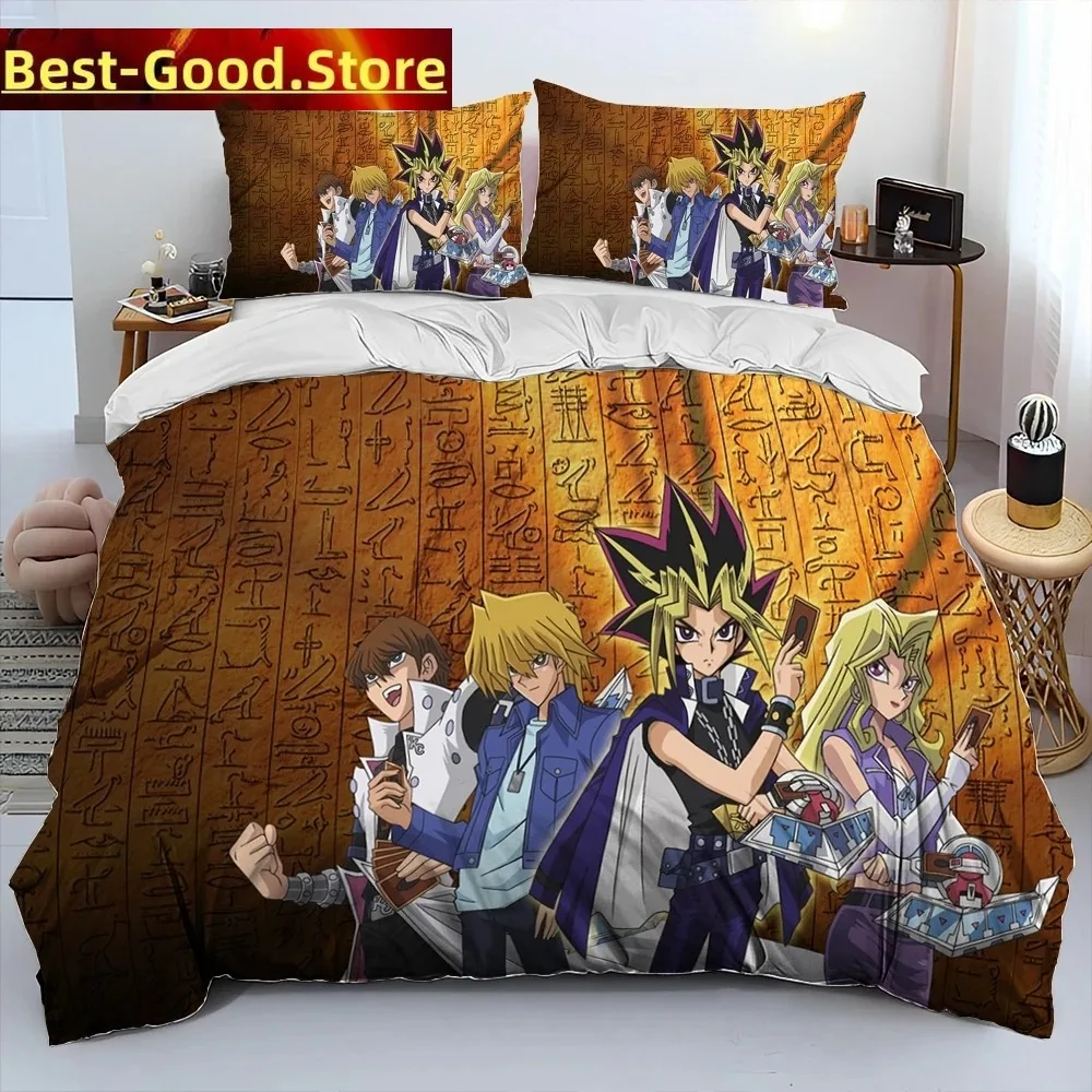 3D Yu-Gi-Oh MONSTER CARD Anime Comforter Bedding Set,Duvet Cover Bed Set Quilt Cover Pillowcase,king Queen Size Bedding Set Boys