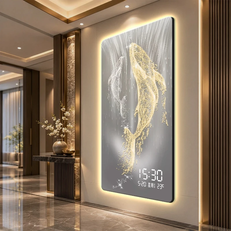Elegant Unique Fashion LED Digital Wall Clock Light Upgrade Modern Nordic Design Watch Living Room Clock Home Decor Mural Lamp