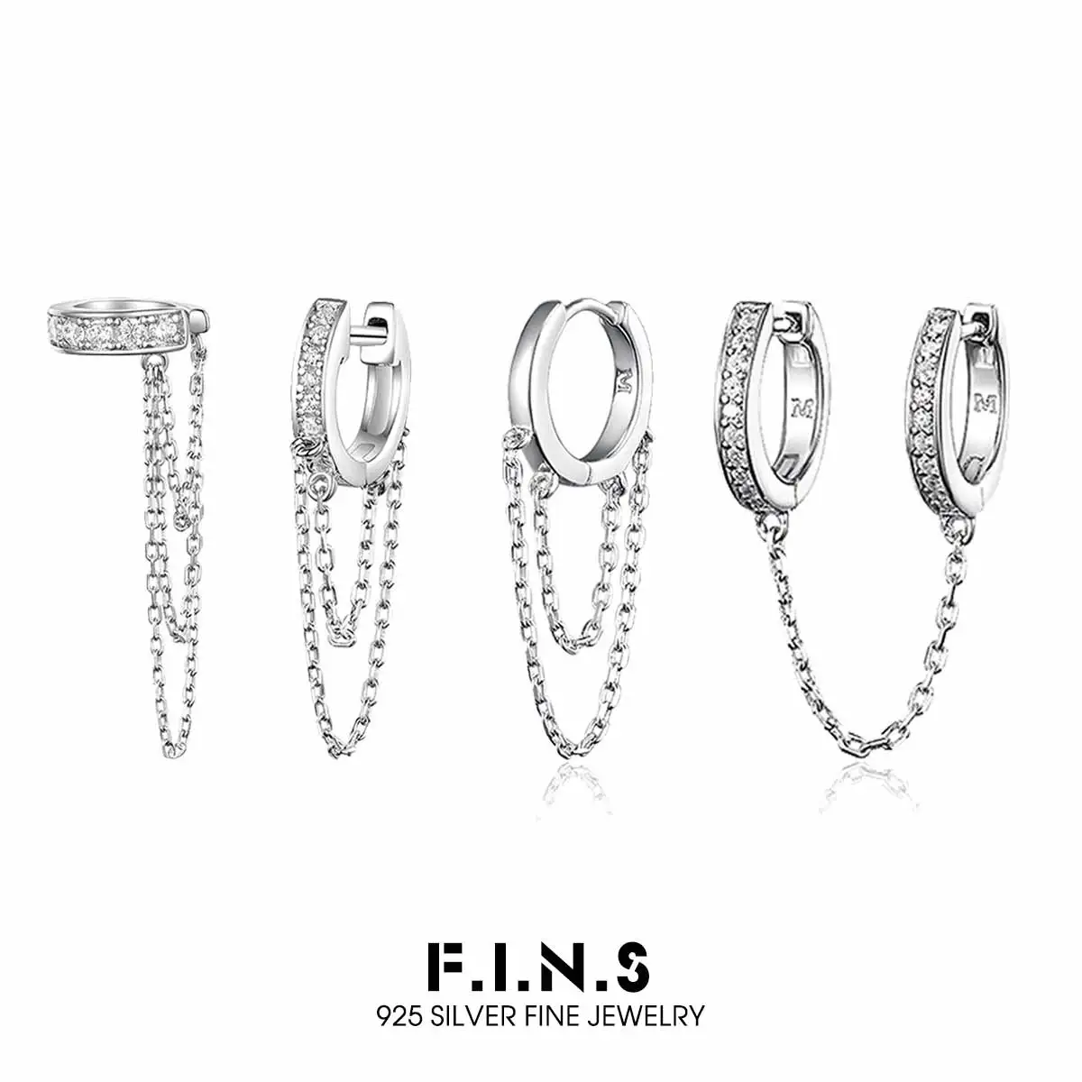 

Классические серьги-цепочки F.I.N.S из стерлингового серебра 925 пробы с круглыми элементами и кисточками для женщин, многослойные серьги-клипсы, изысканные ювелирные изделия