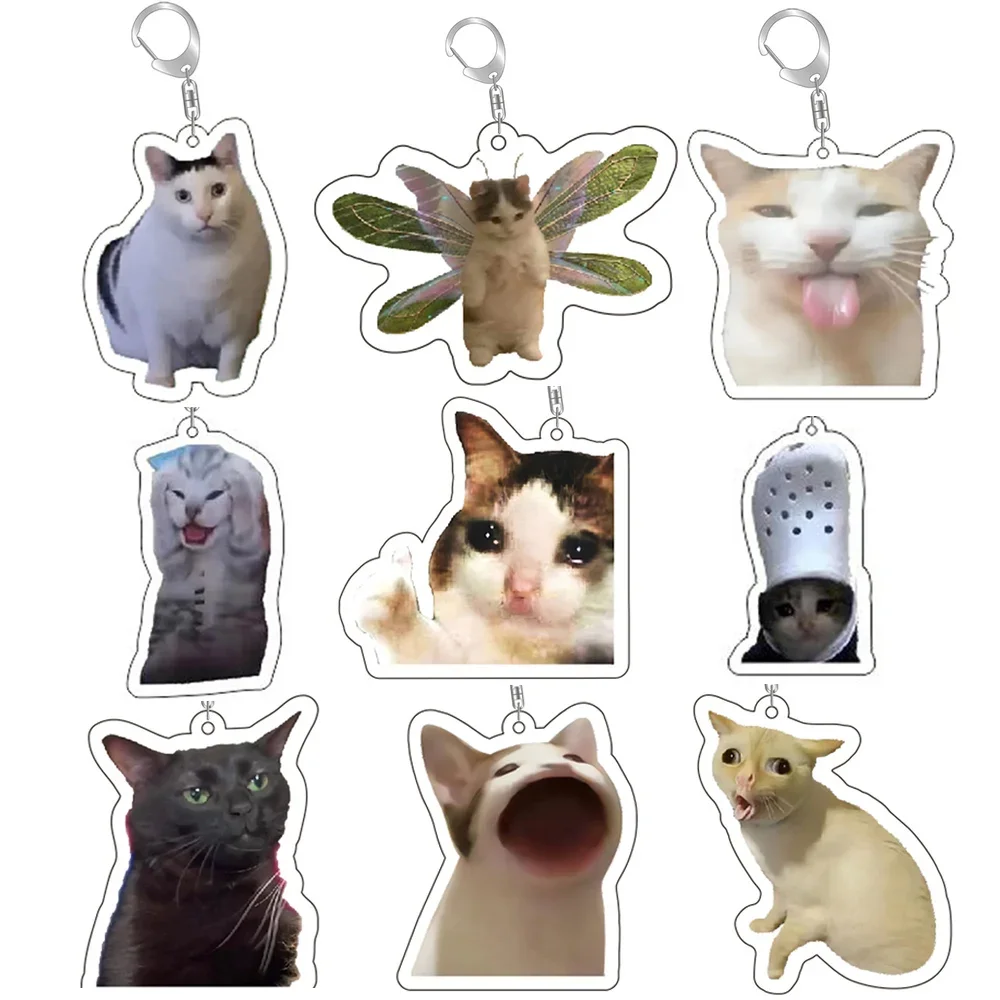 

Super Cute Bread Popping Cat Meow Meme Key Chain Keychains Ring for Accessories Bag Pendant Keyring Jewelry Fans Love Gifts