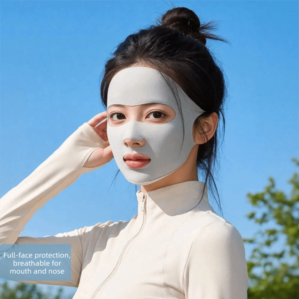 Adjustable Summer Ice Silk Mask Thin Breathable Face Cover Sunshade UV Protection Sunscreen Face Scarf Fishing