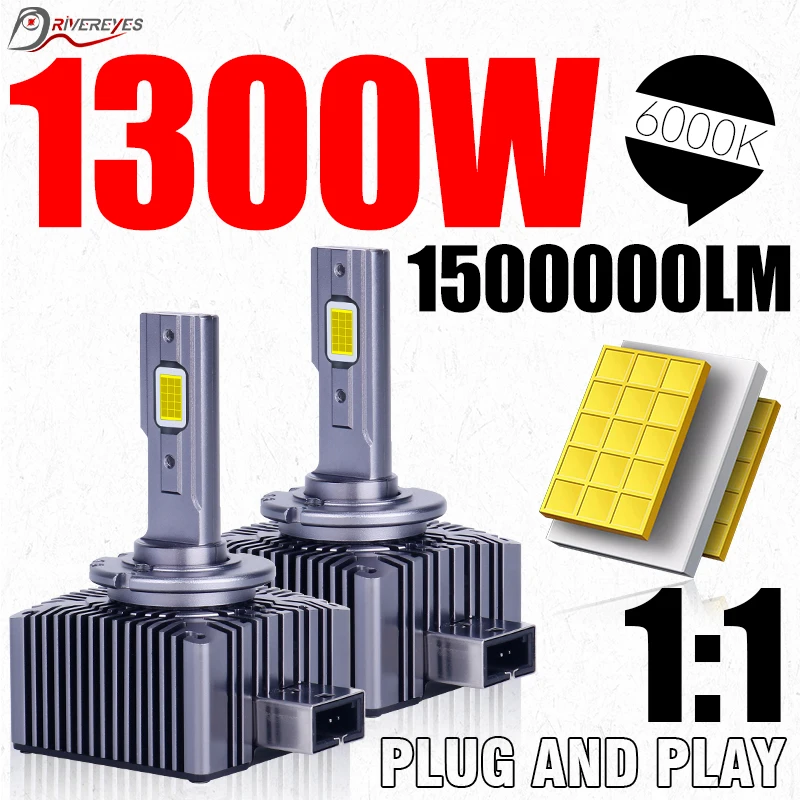 

D1S LED 1300W 1500000LM Canbus D3S D2S D4S D1R D2R D3R D4R LED Headlight Bulb 1:1 Turbo Fan 30PCS CSP Chips Xenon Bulb Plug&Play