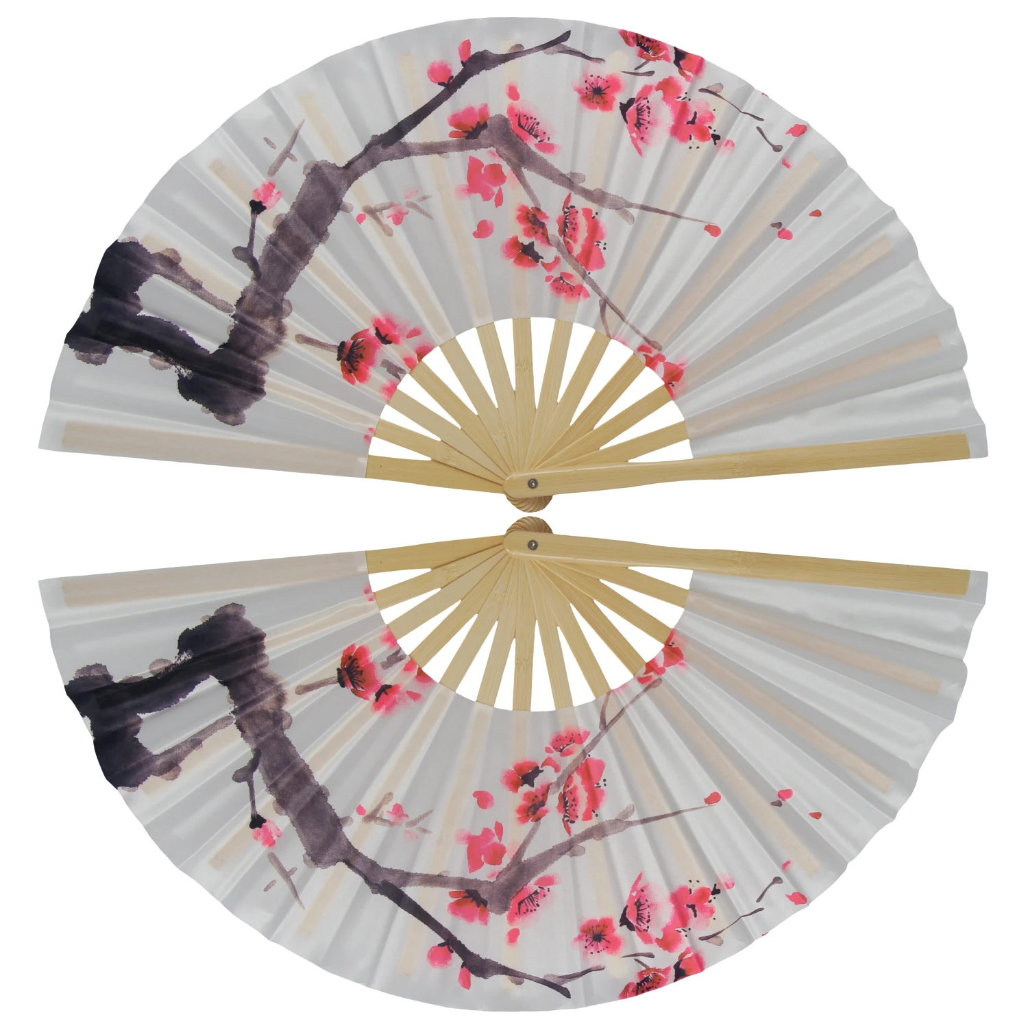 Folding Hand Fan Chinese Kung Fu Tai Chi Fan Nylon-Cloth Bamboo Fans For Performance Dance  Festival Gift White