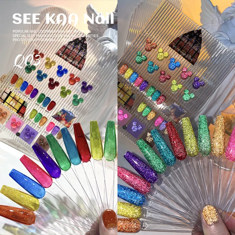 SEEKAA 14 colors Broken diamond color Nail gel set Nail salon 2024 New Professional Hot sale Nail art Non-toxic UV gel Wholesale