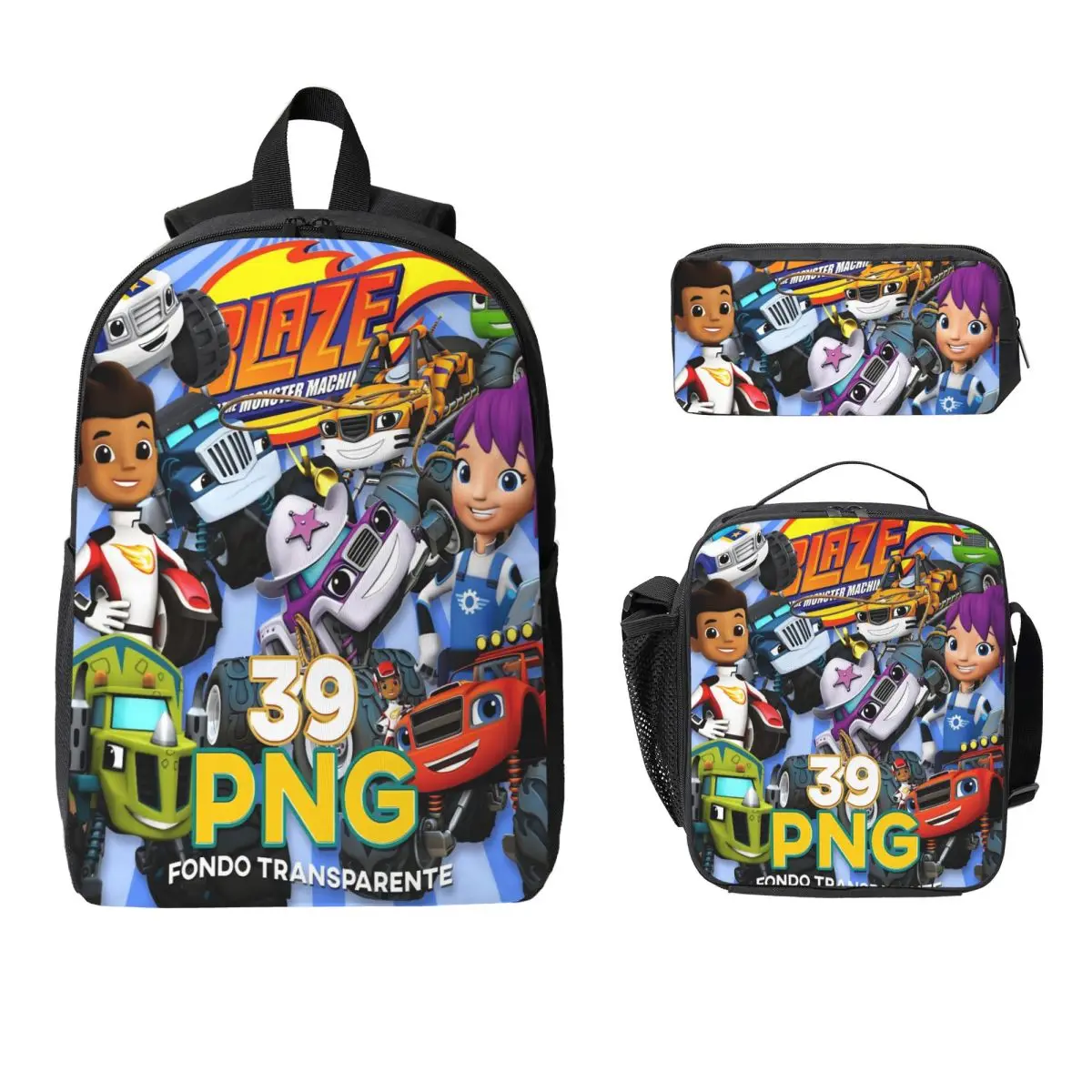 

3Pcs Blaze And The Monster Machines Backpack Set for Boy Girl Pencil Boxes Bookbag Sets with Lunch Box For School Knapsack