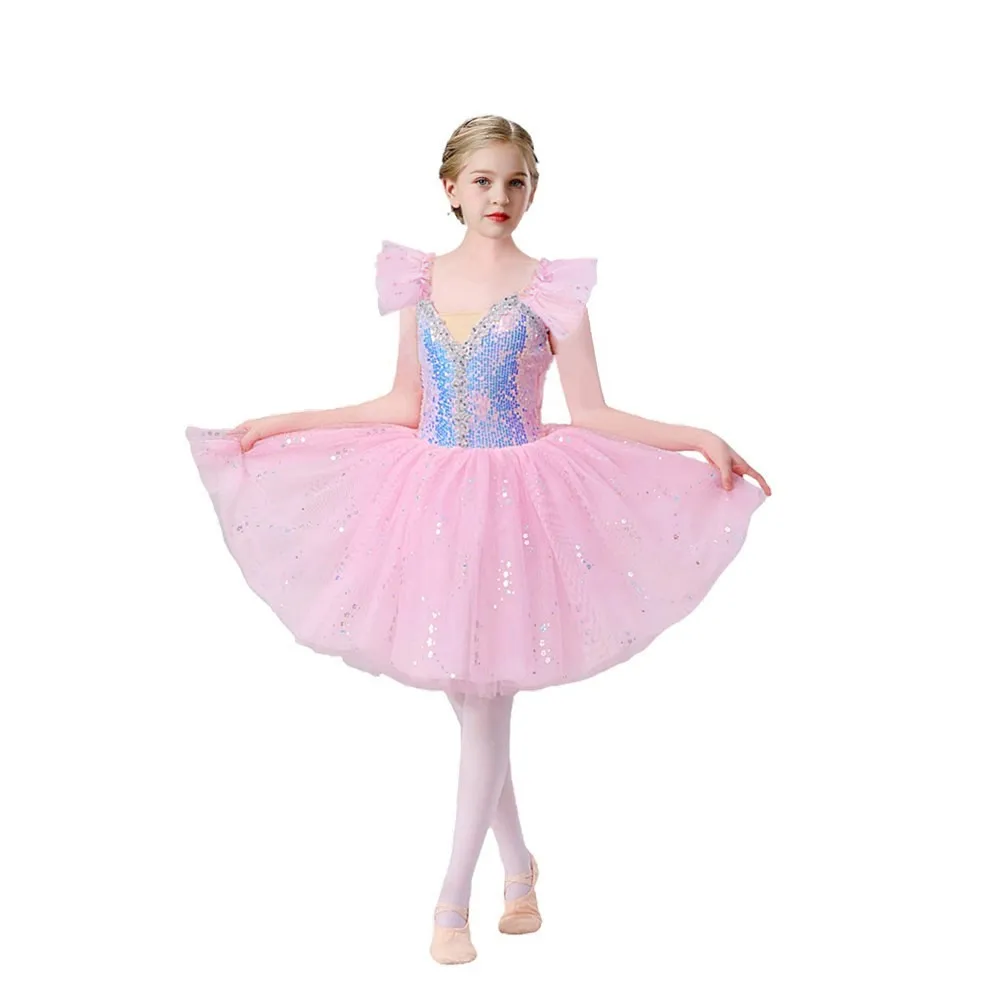 Girls\' dance dresses, children\'s ballet dresses, girls\' sequin dance dresses, children\'s collective performance costumes