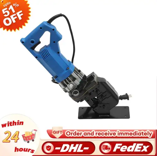전기 유압 구멍 펀처, 1600W 펀칭기 110V 금속 펀치 5 세트 다이 철 구리 알루미늄 플레이트 앵글 스틸