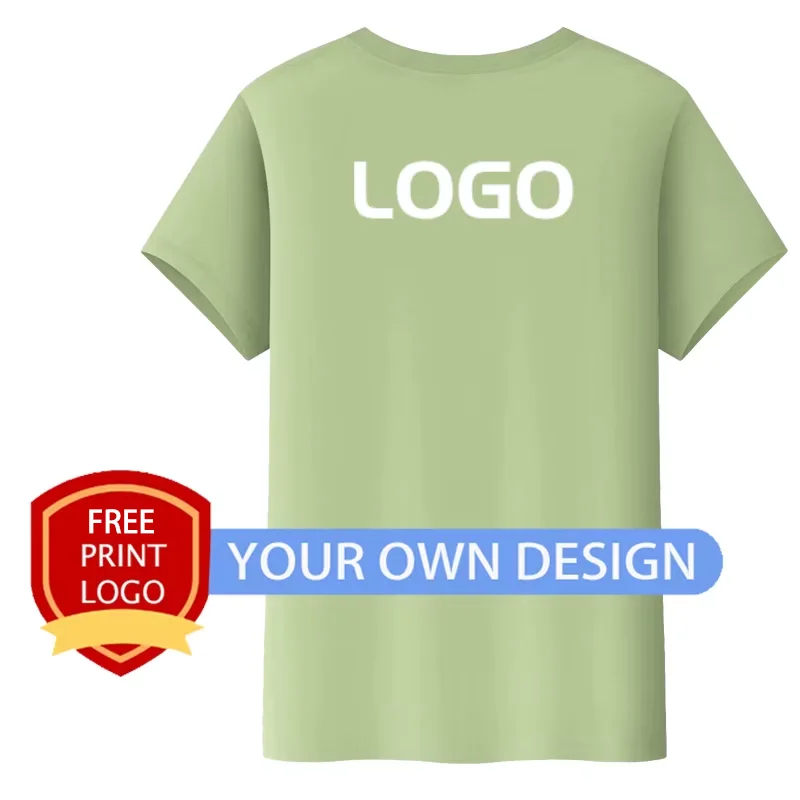 พิมพ์ฟรีผ้าฝ้าย 100% เสื้อยืด Solid Causal O-คอ Basic ที่กําหนดเองพิมพ์โลโก้ T เสื้อผู้ชายผู้หญิงที่กําหนดเองข้อความ Tops Tees