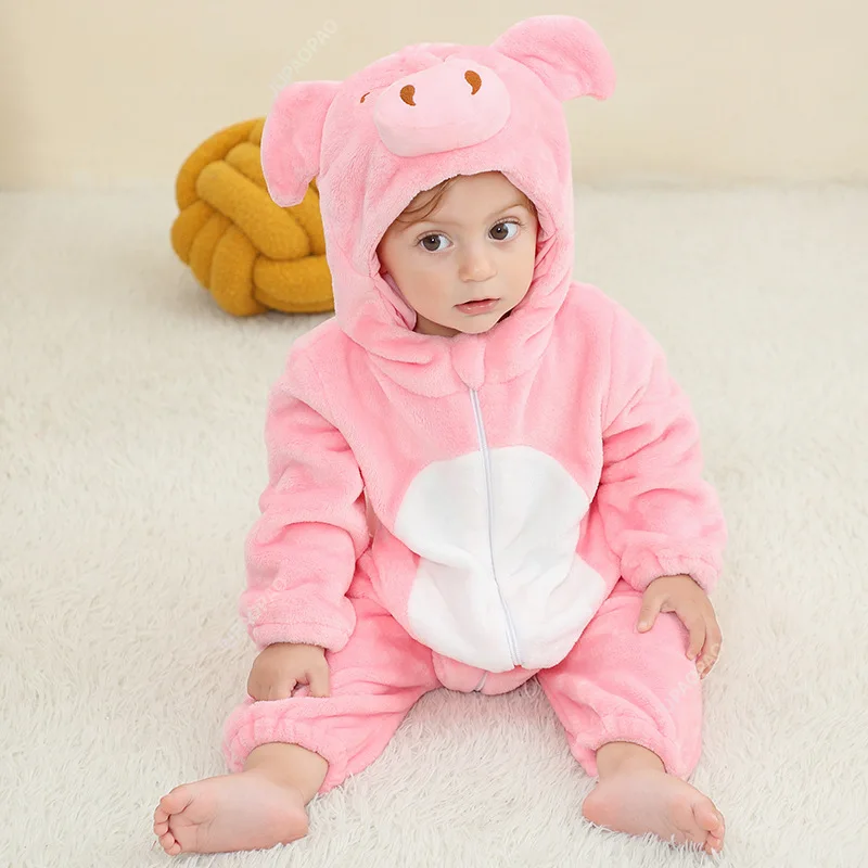 New Easter Cute and Fashionable Elephant Baby jumpsuit Spring and Autumn Hooded Flannel Children\'s jumpsuit Children\'s jumpsuit