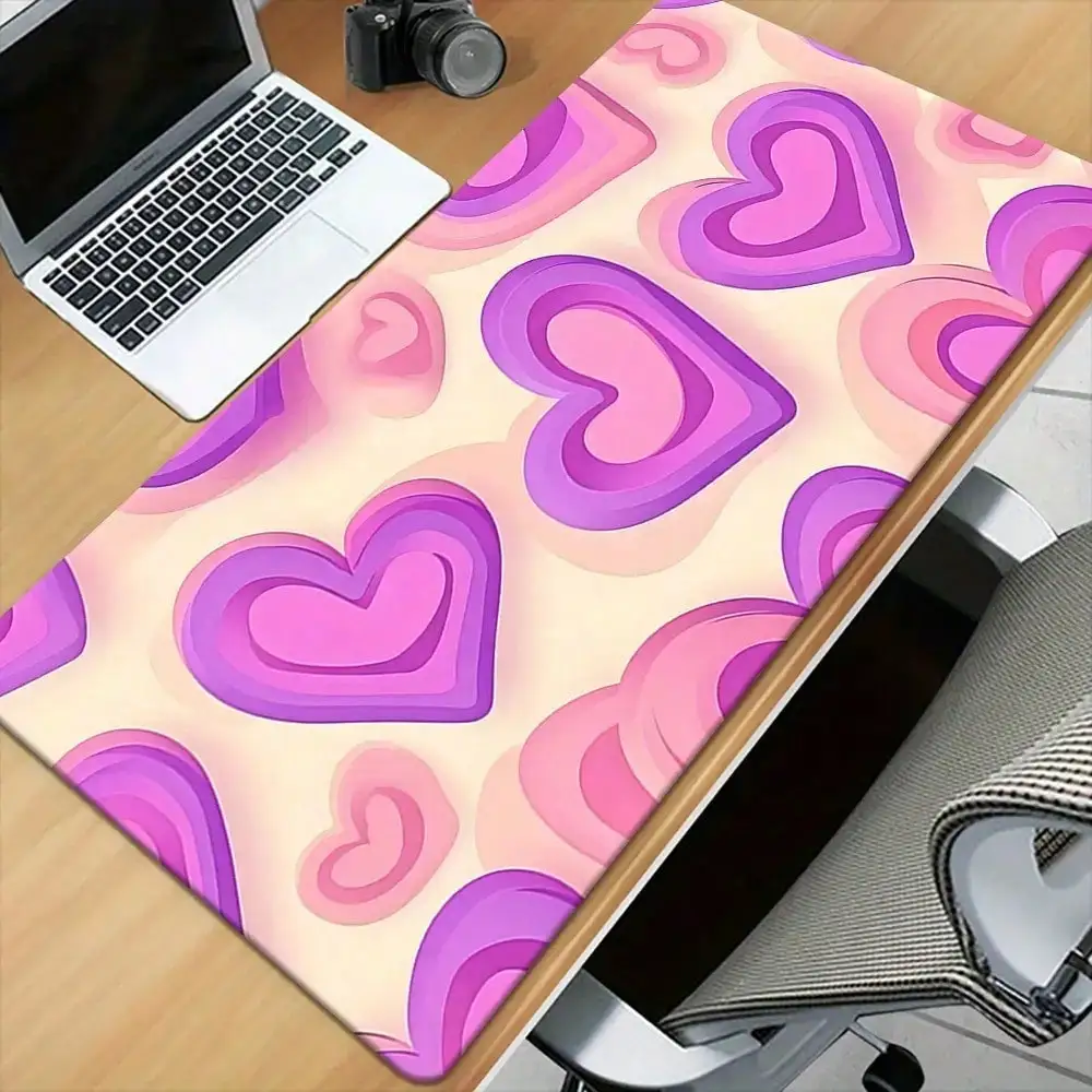 

1 Purple Fantasy Heart Print Mouse Pad And Desk Mat | Smooth Non-Slip Surface, Pink/Purple Heart Design, Suitable For Gaming, Office, PC/Laptop - Cute Aesthetic Computer Additions, Compatible With Valentine'S Day Gift, 2D Flat
