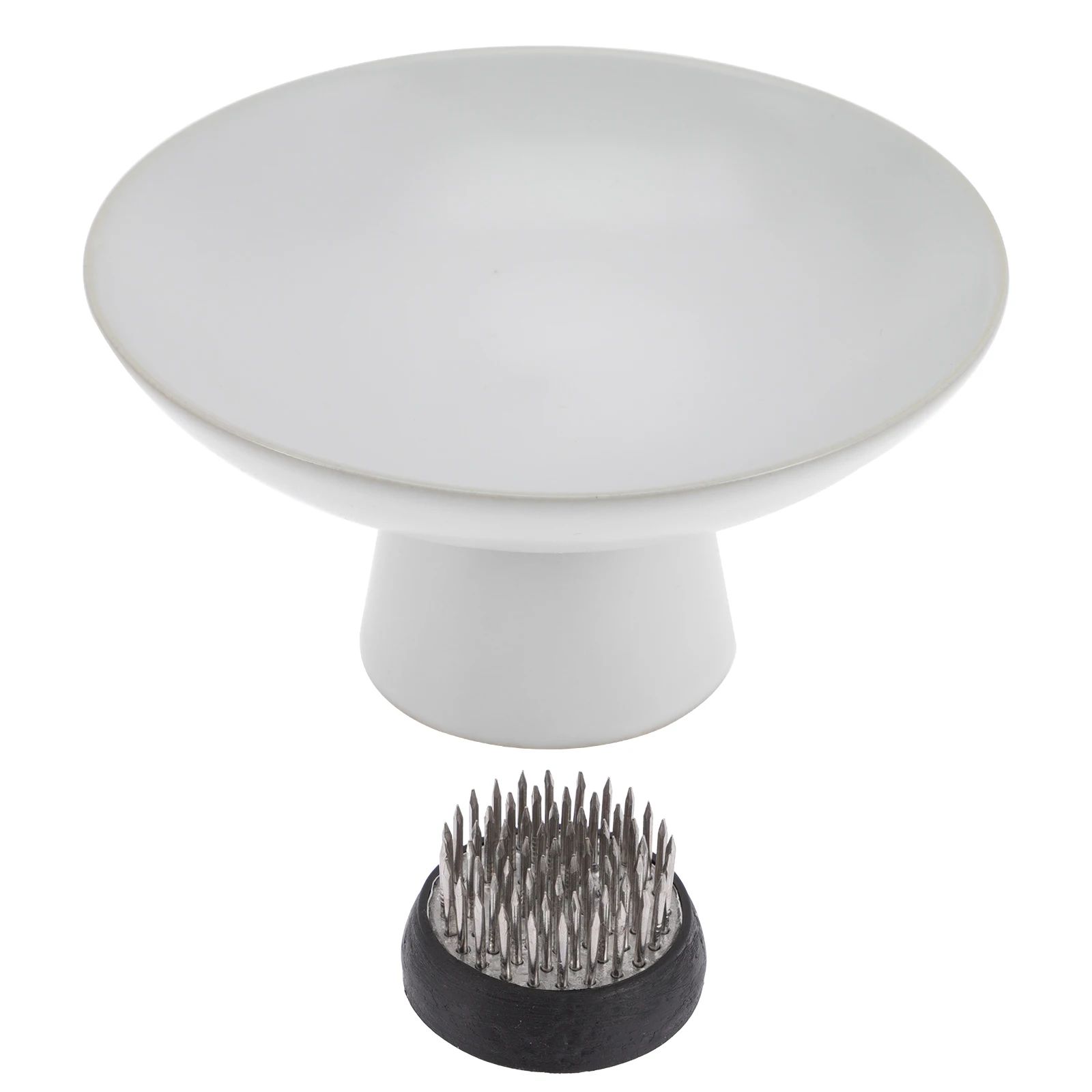 

1Set High Foot Flower Vessel Ceramic and Stainless Steel Durable Creative Flower Fixation Holder Practical Floral Arrangement