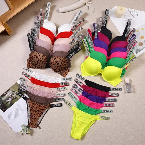 Imagen 2 del producto Nueva moda para mujer, lencería sexy, deportiva, clásica, acolchada, ajustable, push up, conjunto de lencería en V, conjunto de ropa interior S