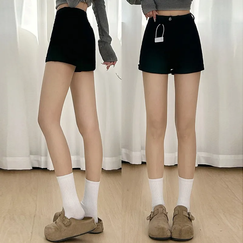 

High Waist Bla Denim orts Women's Slim Fit Elastic A-Line Super ort Hot Pants Spring Cotton Stretch Jeans