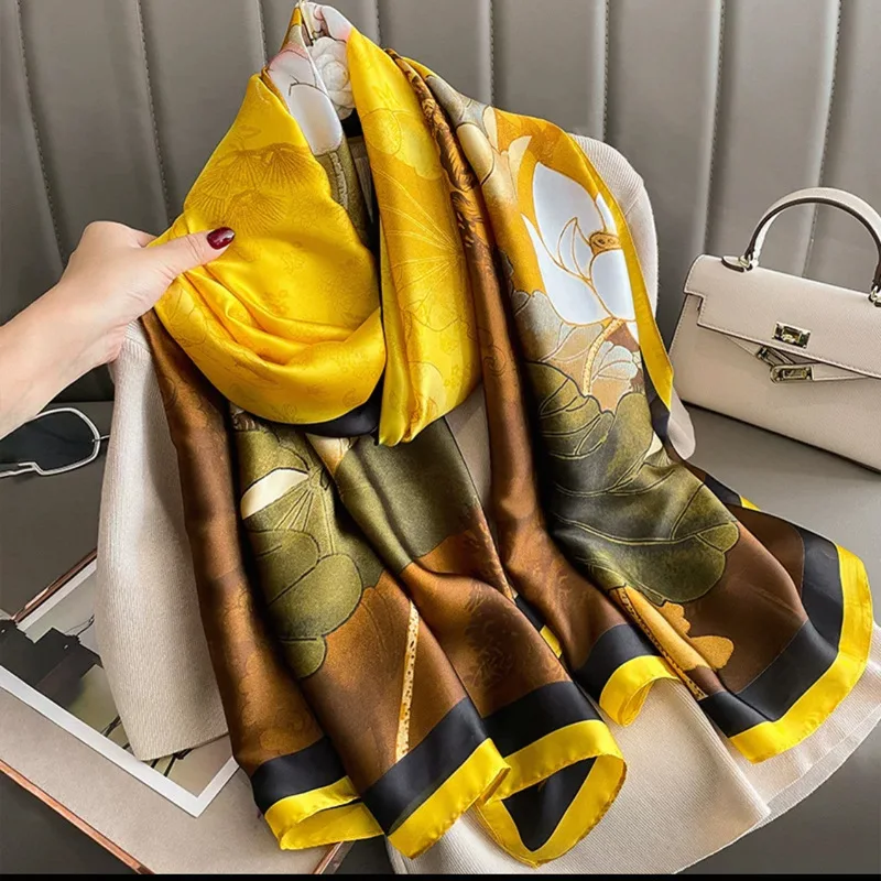 High-Grade Long Scarf 90*180 Spring and Summer Women's Artificial Outer Shawl Printed Lengthened Decorative Square Beach