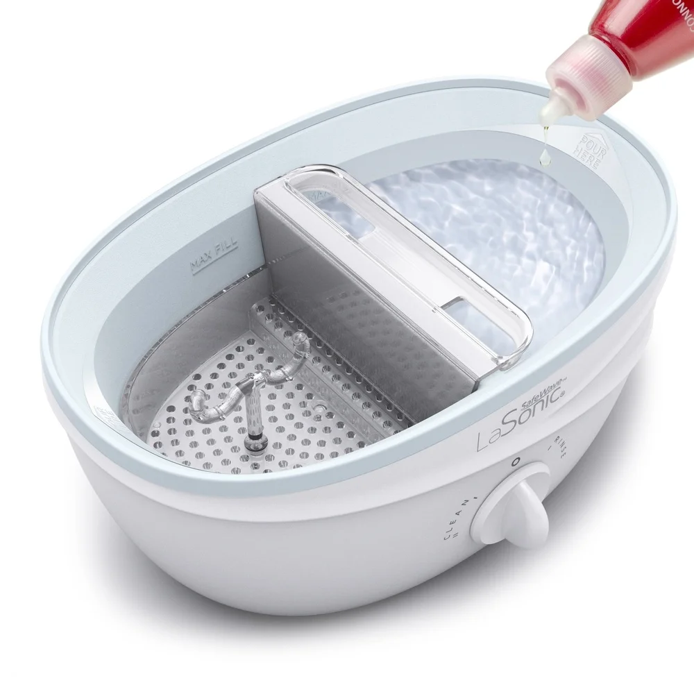 Professional Sonic Jewelry Cleaner Machine Dual Tanks Efficient Cleaning Gold Platinum Diamonds Gemstones Easy View Lid