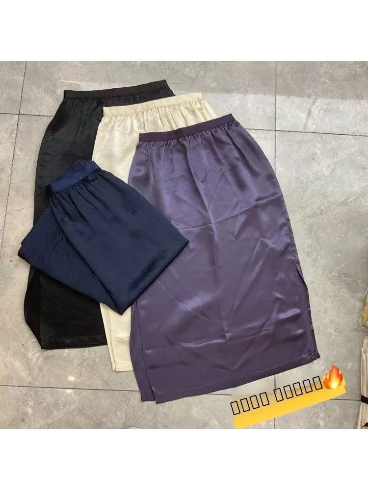 

Ele High Waist Midi Skirt Women's Elastic Waist Loose Fit Summer New Sle European Station Commute Sle Other Other