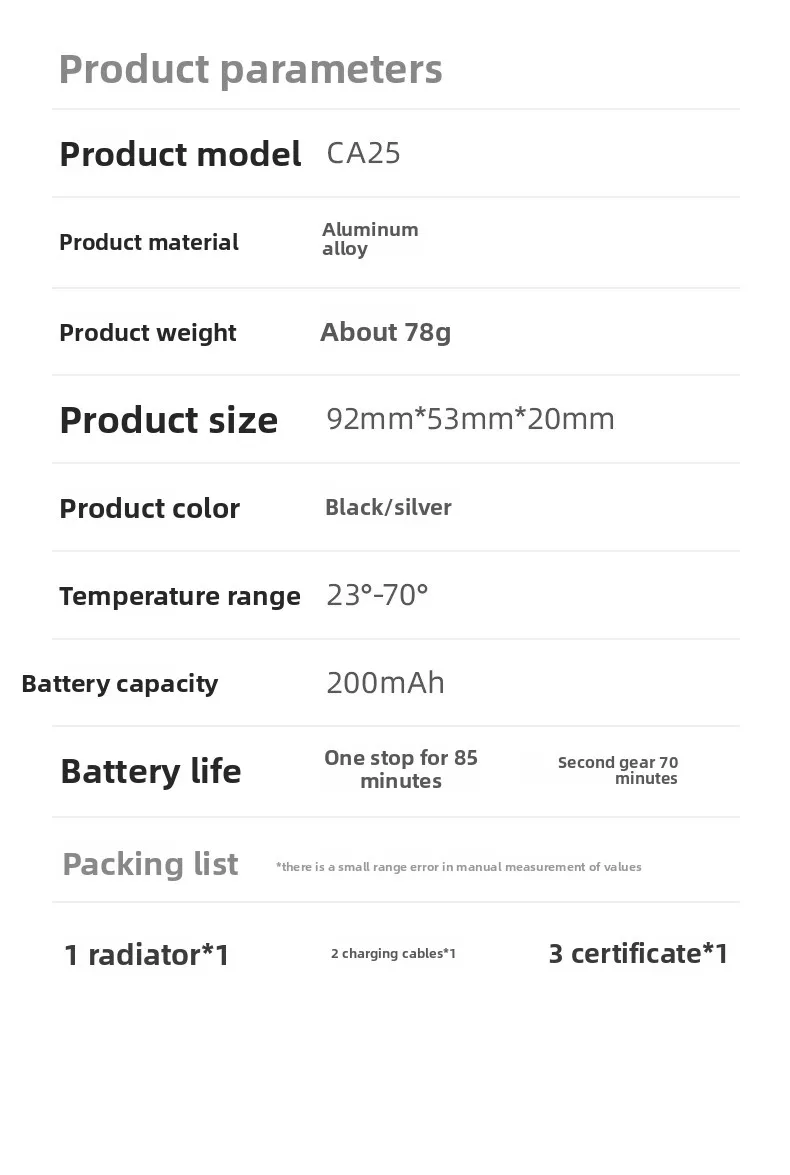 CA25 camera live radiator metal camera accessories