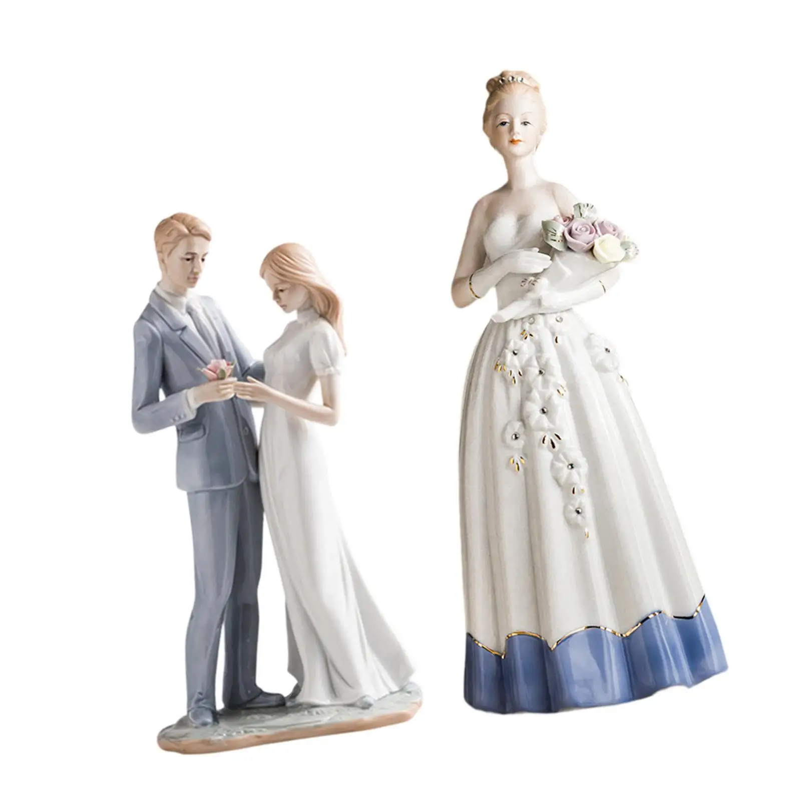 

Porcelain Figurine Pottery Art Sculpture Wedding Character Statue for Display Countertop Valentines Day Gifts Girlfriend Wife