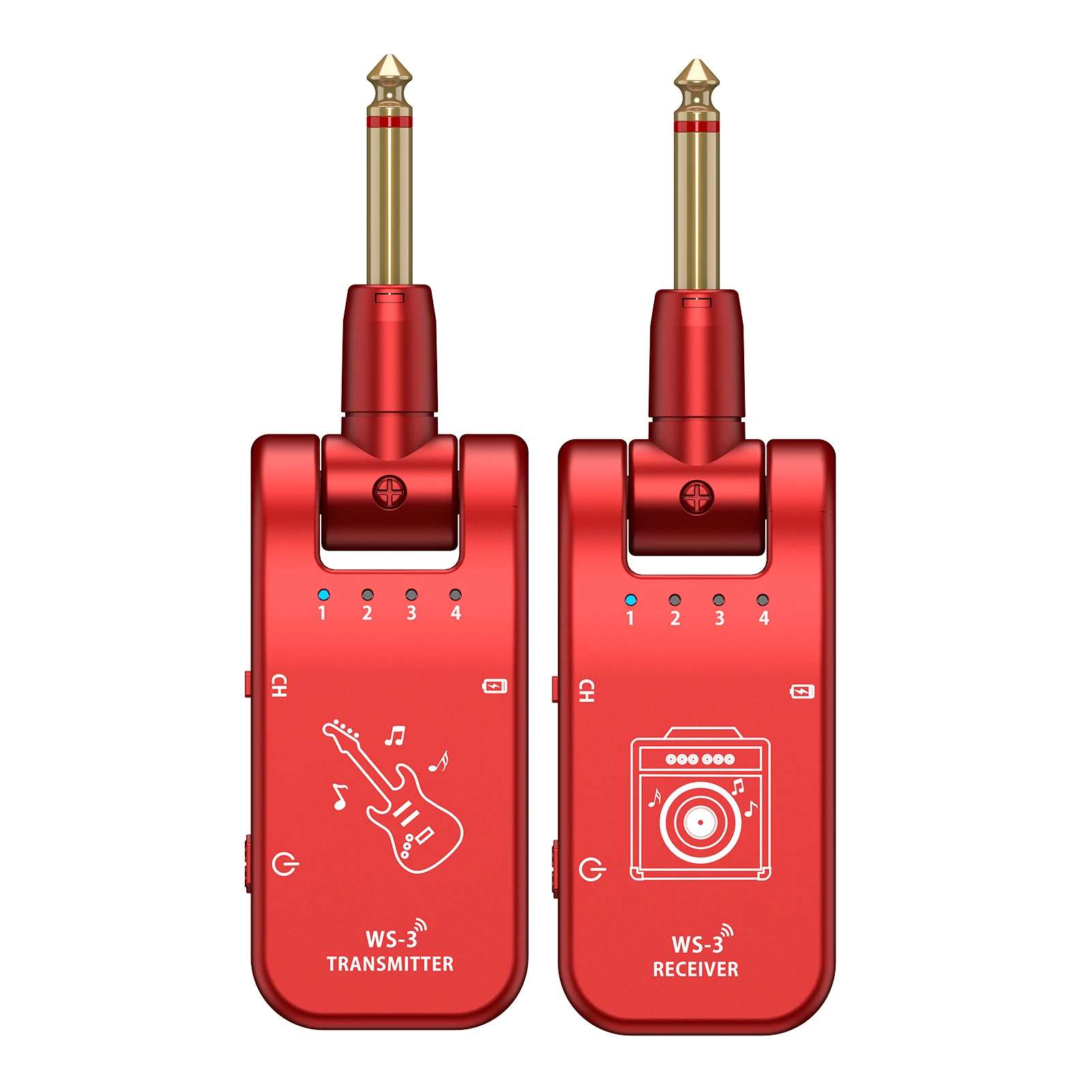 

UHF Wireless Guitar System Transmitter Receiver 4 Channels Transmitter Receiver for Electric Guitar Bass Ukulele Sax Violin Amp