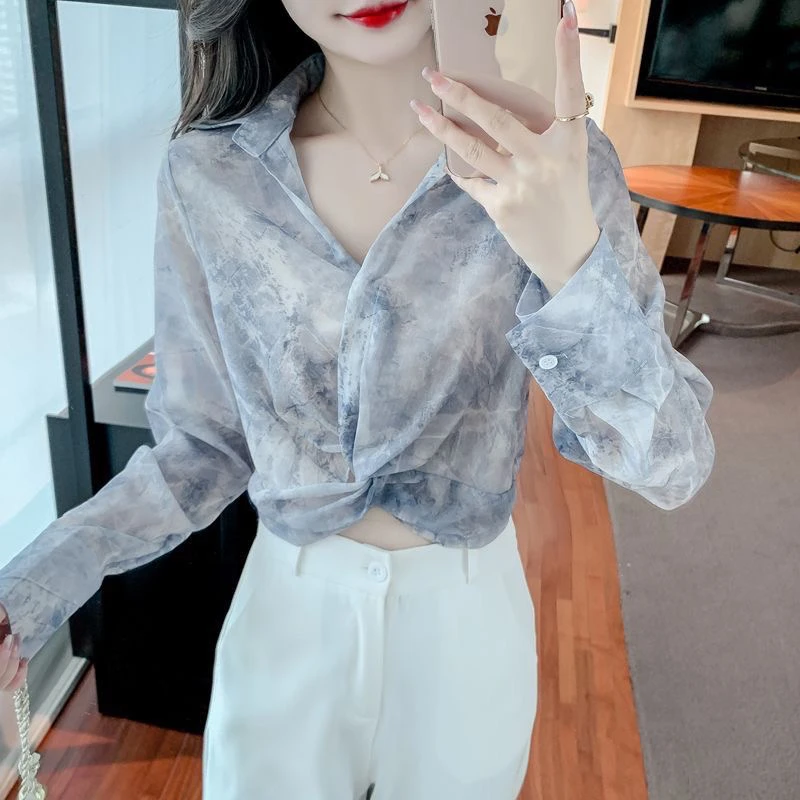 

Женская летняя тонкая шифоновая одежда, уникальный модный уникальный красивый топ, солнцезащитная одежда, длинный воротник све