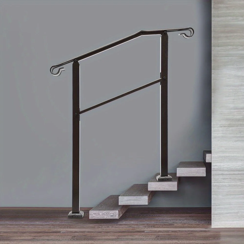 36" Heavy Duty Iron Stair Railing - Sloped Handrail for Steps, Porches, Decks | Weather-Resistant & Easy Install