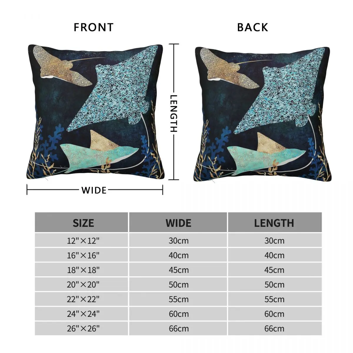 Metallic Stingray II Square Pillowcase Polyester Linen Velvet Creative Zip Decor Throw Pillow Case Bed Cushion Cover