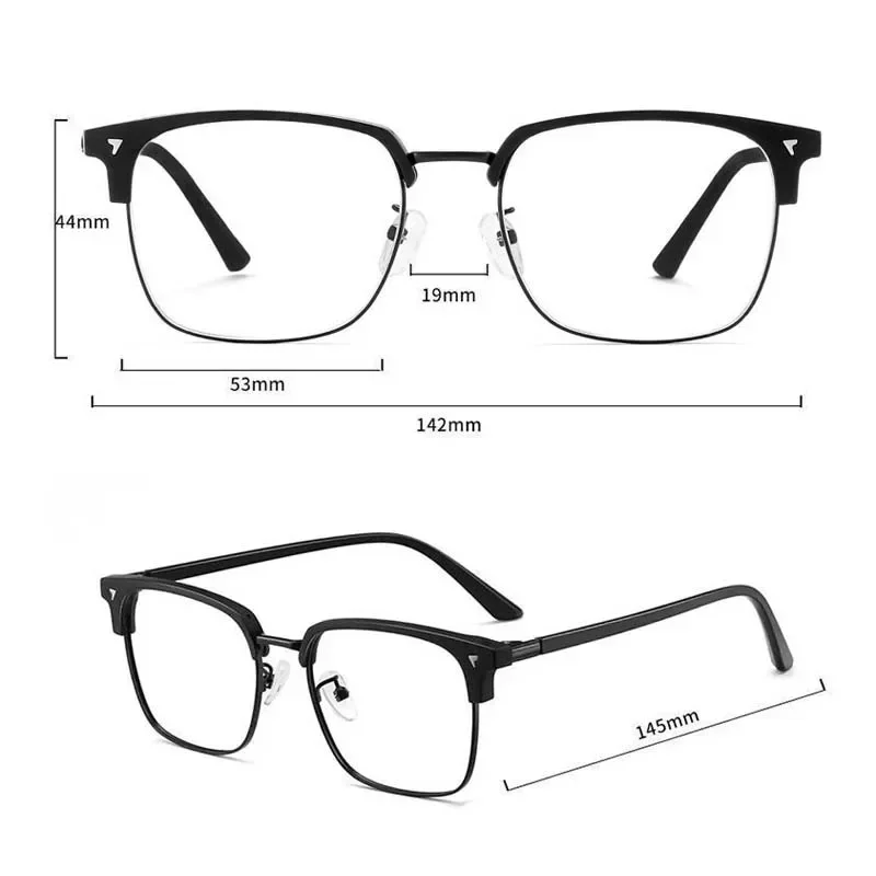 Blue Light Blocking Myopia Glasses for Men Women Retro Half Frame Eyewear Vintage Square ComputerAnti-radiation Eyeglasses