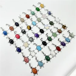 Natural Stone Quartz Crystal Howlite Amethyst pendant&turtle DIY charm pendant Jewelry making Necklace Accessories Gift 12pcs