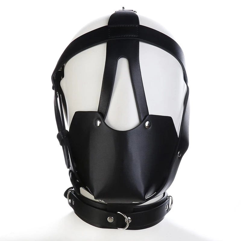 Casco fetiche de cuero BDSM Bondage, máscara, capucha, restricción, Cosplay adulto, Juguetes sexuales para parejas, mujeres, Gay